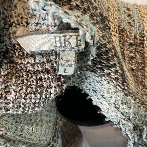 BKE Women Gray Open Front Cardigan SZ L Knit Tunic Sweater Raw Edge Bohemian U3 - Picture 10 of 12
